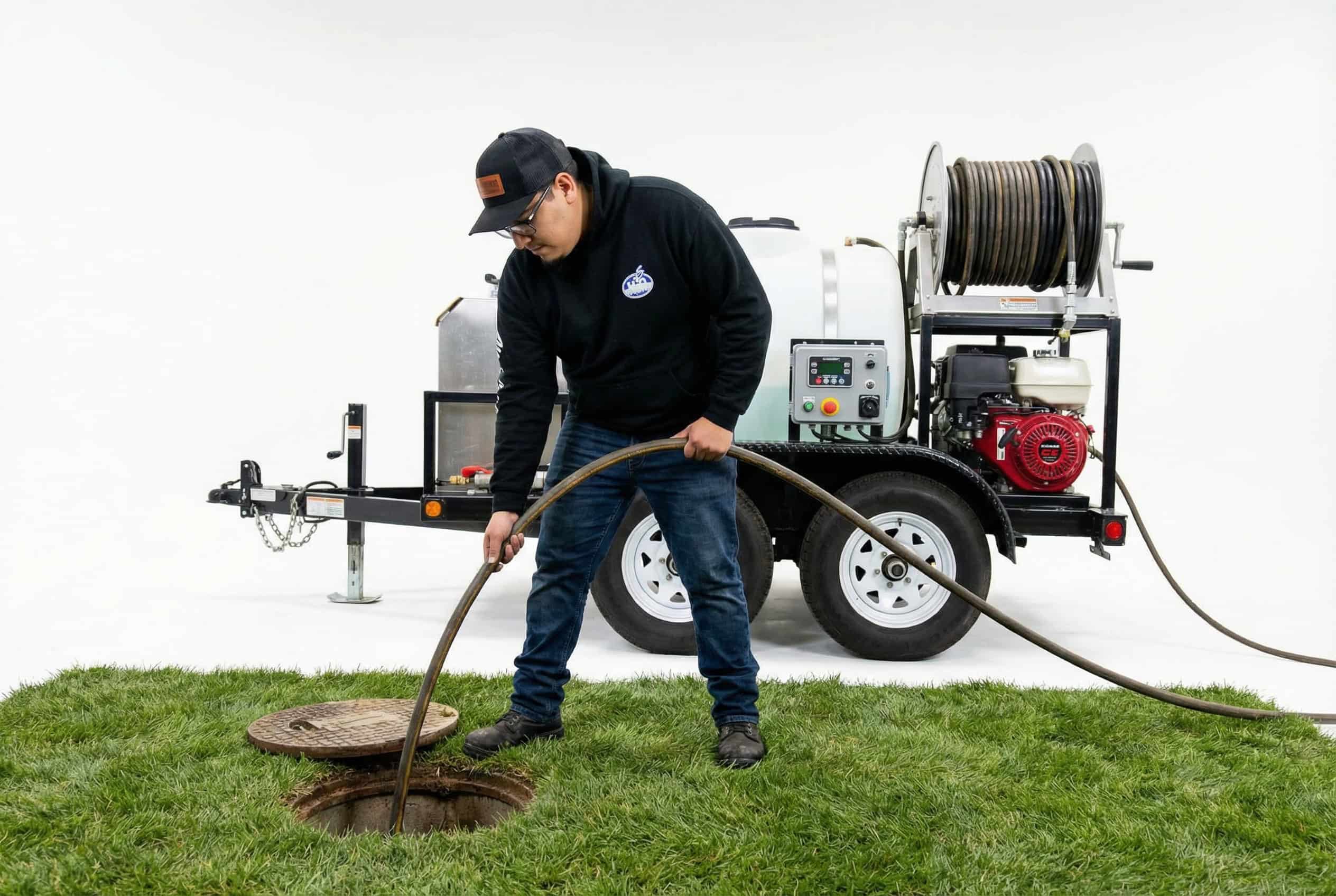 Hydro-jetting removing root intrusion from a West Linn residential sewer line