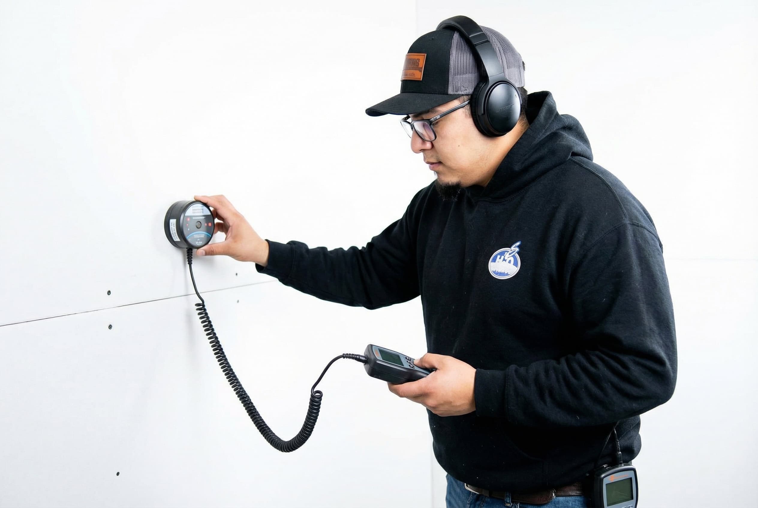 Tree root damage being assessed along a main water line path in a residential yard