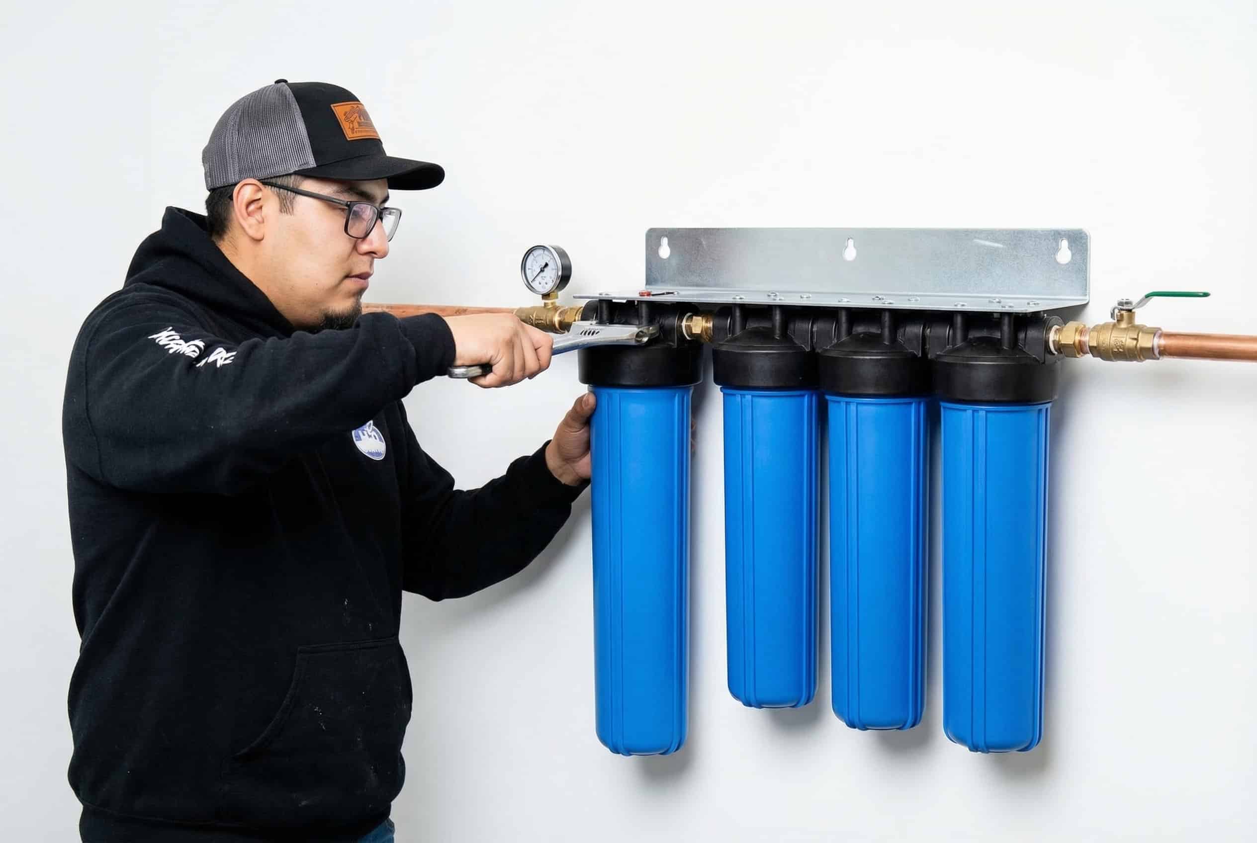 Water filtration system protecting a water heater from mineral buildup in a Forest Grove well-water home