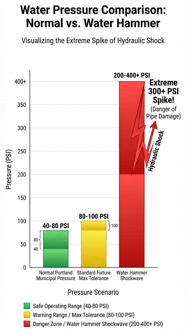 Water Pressure Comparison: Normal vs. Water Hammer